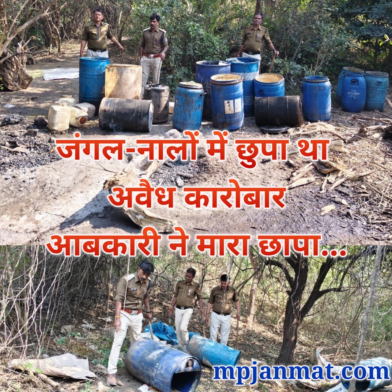 जंगल-नालों में आबकारी की बड़ी दबिश, 3.50 लाख की अवैध मदिरा जब्त