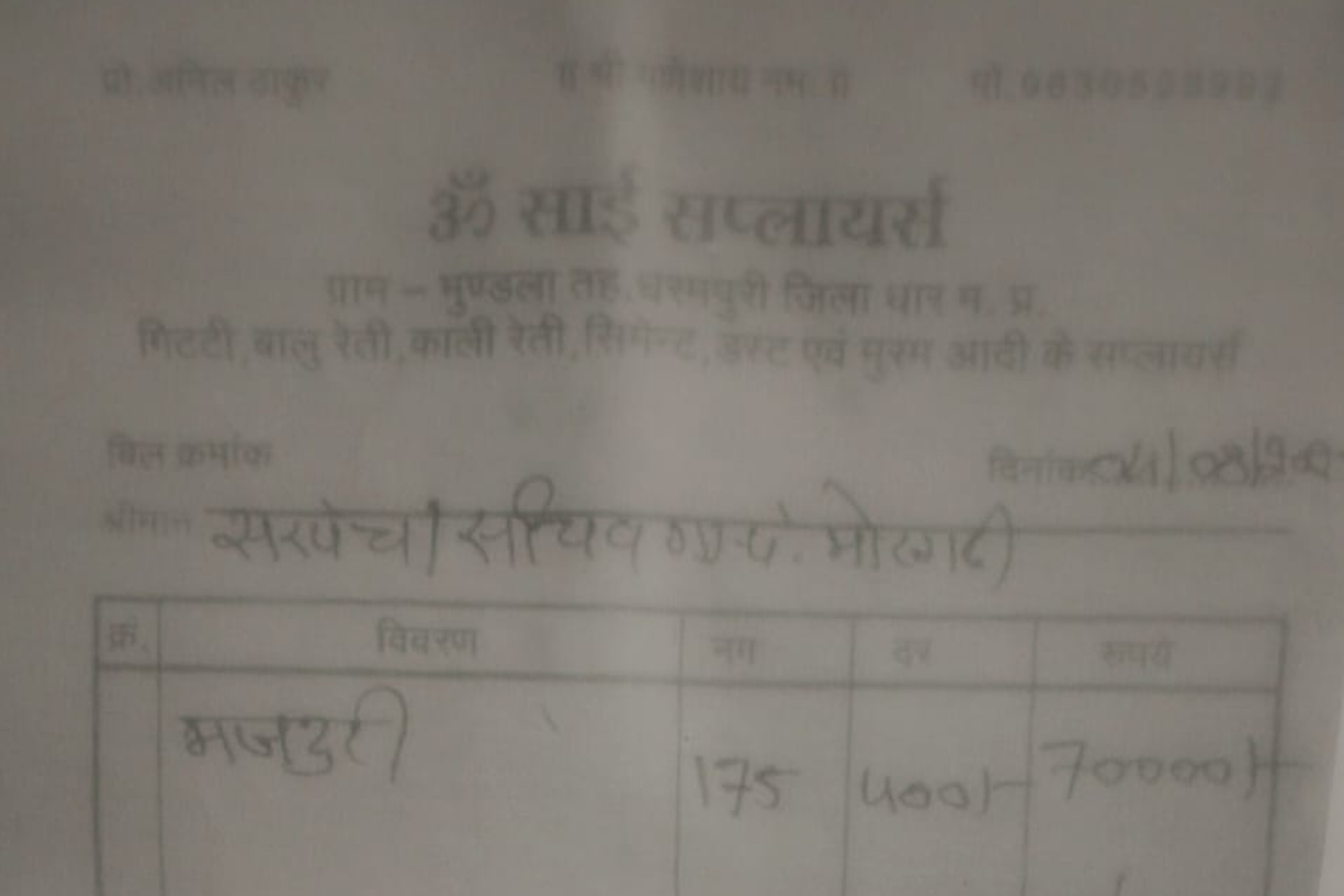 ग्राम पंचायत मोरगढ़ी में लगाए गए बिल में सप्लायर के संचालन, दुकान और सत्यापन से जुड़ी जानकारी स्पष्ट नहीं है, इसके बावजूद पंचायत की राशि आहरित किए जाने के आरोप हैं।