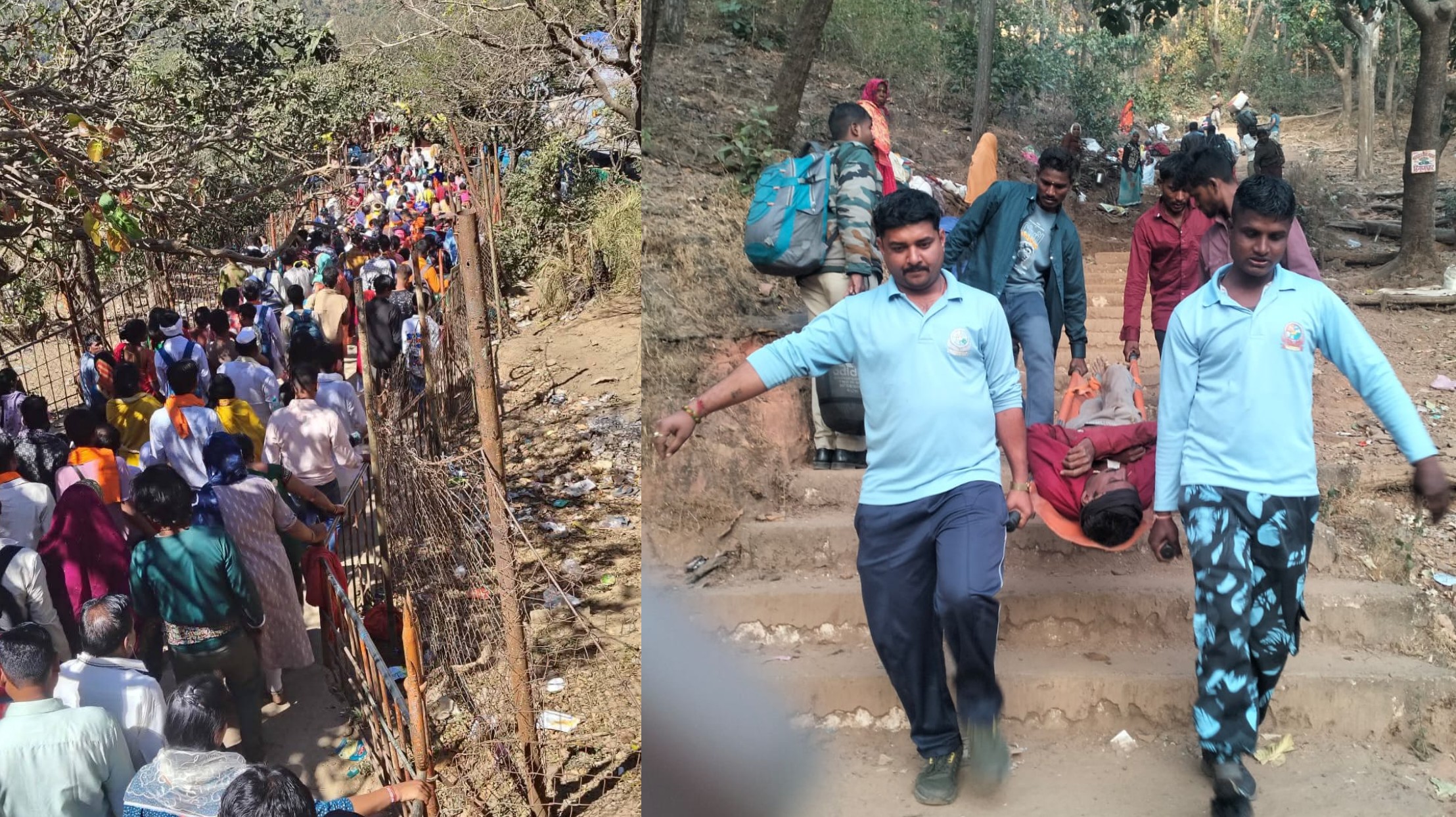 चौरागढ़ सीढ़ियों से गिरा श्रद्धालु, आपदा प्रबंधन टीम ने तुरंत पहुंचाया अस्पताल।