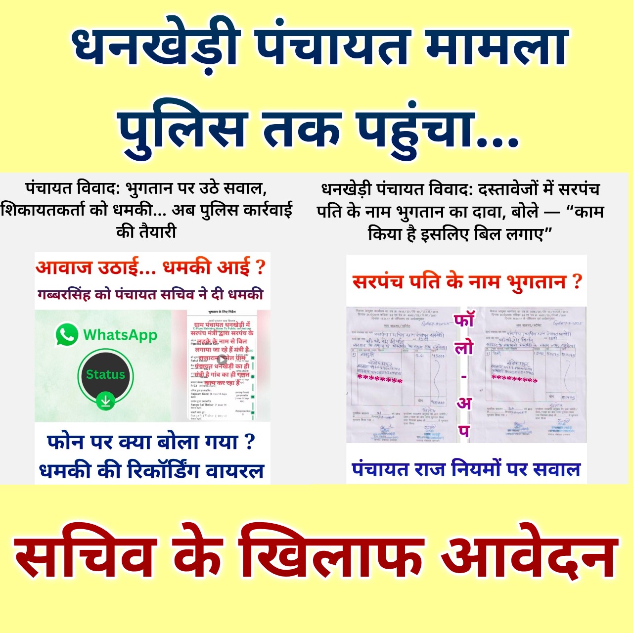 धनखेड़ी पंचायत मामला: शिकायतकर्ता ने सचिव के खिलाफ पुलिस काे दिया आवेदन...